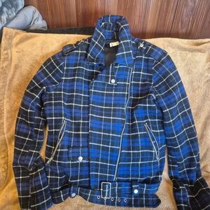 Blue and Black Plaid Jacket